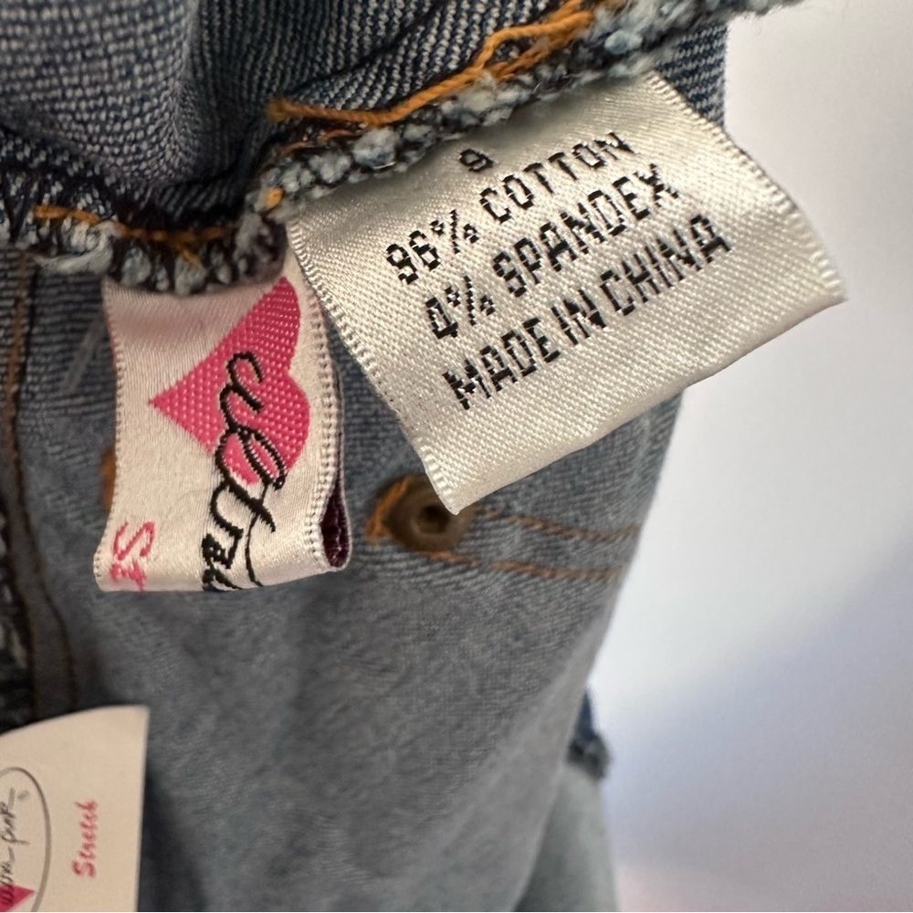 Y2K Ultra Pink Vintage Deadstock NWT Denim Skirt Frayed Hem Chevron Raw Edge - Picture 10 of 16